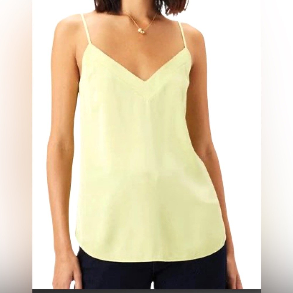 Amour Vert Light Yellow Light Lime Green Silk Camisole Top